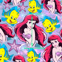Pretty Girl Mermaid & Fish Faux Leather Sheet #10
