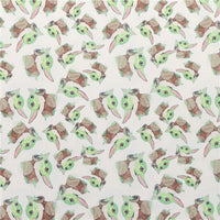 Baby Man on White with Green Fine Glitter Double Sided Faux Leather Sheet
