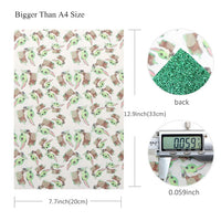Baby Man on White with Green Fine Glitter Double Sided Faux Leather Sheet
