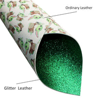 Baby Man on White with Green Fine Glitter Double Sided Faux Leather Sheet