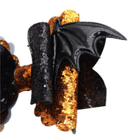 Pre Cut Halloween Bat Wings Glitter Faux Leather Bow
