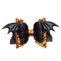 Pre Cut Halloween Bat Wings Glitter Faux Leather Bow