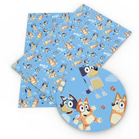 Dog On Sky Blue Faux Leather Sheet