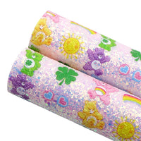 Care Bears on Chunky Glitter Faux Leather Sheet