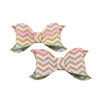 Chevron Pastel & Gold Premade Bow