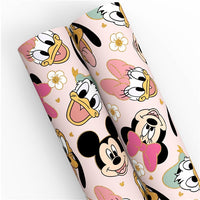 Fun Land Characters Gold Print Faux Leather Sheet