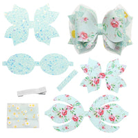 Pre Cut Floral Green Faux Leather Bow