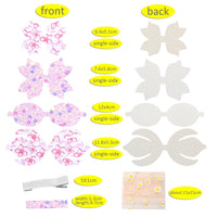 Pre Cut Floral Pink Faux Leather Bow