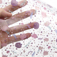 Floral Pink & Purple Buds Transparent Sheet