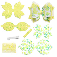 Pre Cut Floral Yellow Faux Leather Bow