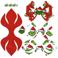 Pre Cut Grinch Faux Leather Bow