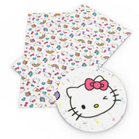 Hey Kitty On White Faux Leather Sheet