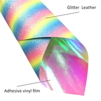 Iridescent with Ombre Striped Glitter Double Sided Faux Leather Sheet