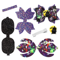 Pre Cut Halloween Jack Faux Leather Bows