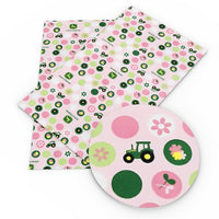 Pink Tractors Faux Leather Sheet