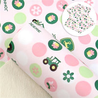 Pink Tractors Faux Leather Sheet