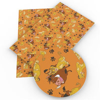 Lion on Orange Faux Leather Sheet