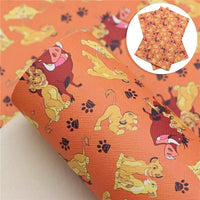 Lion on Orange Faux Leather Sheet