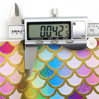 Mermaid Rainbow Scales Gold Print Faux Leather Sheet