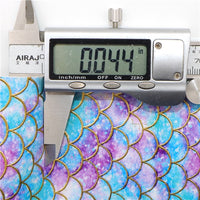 Mermaid Blue Scales Gold Print Faux Leather Sheet