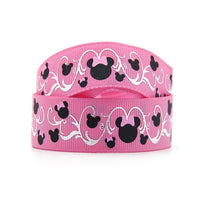 Mouse Foil Swirls on Pink 7/8" Ribbon