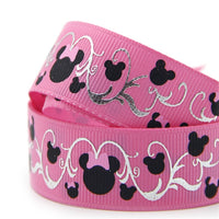 Mouse Foil Swirls on Pink 7/8" Ribbon