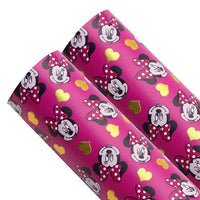Mouse Hearts Gold Print Faux Leather Sheet
