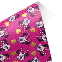 Mouse Hearts Gold Print Faux Leather Sheet