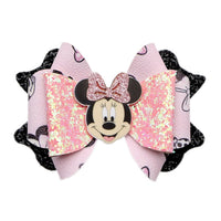 Pre Cut Mouse Pink Faux Leather Bows