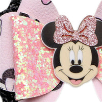 Pre Cut Mouse Pink Faux Leather Bows