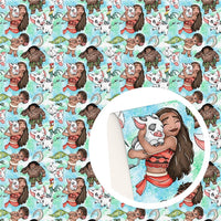 Beach Girl On Blue Ombre Faux Leather Sheet #20