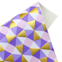 Purple Geometric Gold Print Faux Leather Sheet