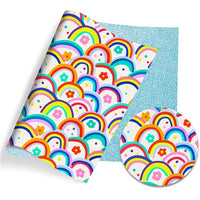 Rainbows Bright with Blue Fine Glitter Double Sided Faux Leather Sheet