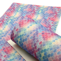 Mermaid Glitter Scales Blue Faux Leather Sheet