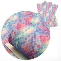Mermaid Glitter Scales Blue Faux Leather Sheet