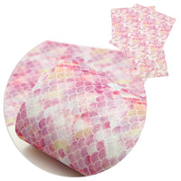 Mermaid Glitter Scales Pink Faux Leather Sheet