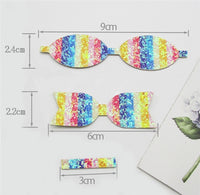 Pre Cut Chunky Glitter Faux Leather Bows 10 Pack