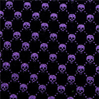 Skulls on Black with Purple Fine Glitter Double Sided Faux Leather Sheet