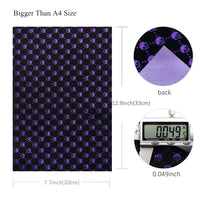 Skulls on Black with Purple Fine Glitter Double Sided Faux Leather Sheet