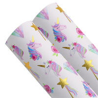 Unicorn Gold Print Faux Leather Sheet