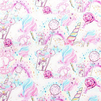 Unicorn & Cotton Candy with Purple Fine Glitter Double Sided Faux Leather Sheet