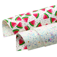 Watermelon on White with Chucky Glitter Double Sided Leather Sheet