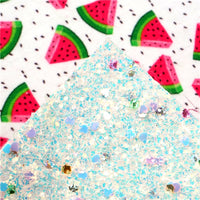 Watermelon on White with Chucky Glitter Double Sided Leather Sheet