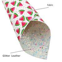 Watermelon on White with Chucky Glitter Double Sided Leather Sheet