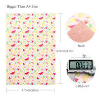 Summer Fruits with Peach Fine Glitter Double Sided Faux Leather Sheet