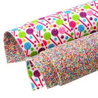 Lollipops with Mixed Chunky Glitter Double Sided Faux Leather Sheet