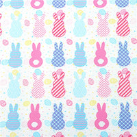 Easter Rabbit Pastel Pattern with Pastel Eggs with Pink Fine Glitter Double Sided Sheet Faux Leather Sheet