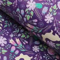 Easter Rabbit & Floral with Purple Faux Leather Sheet