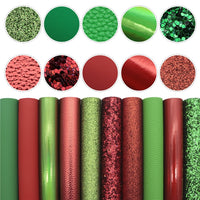 Red & Green Solid Mixed Faux Leather Pack of 10