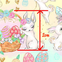 Easter Bunnies, Basket & Balloons on Lemon Faux Leather Sheet
